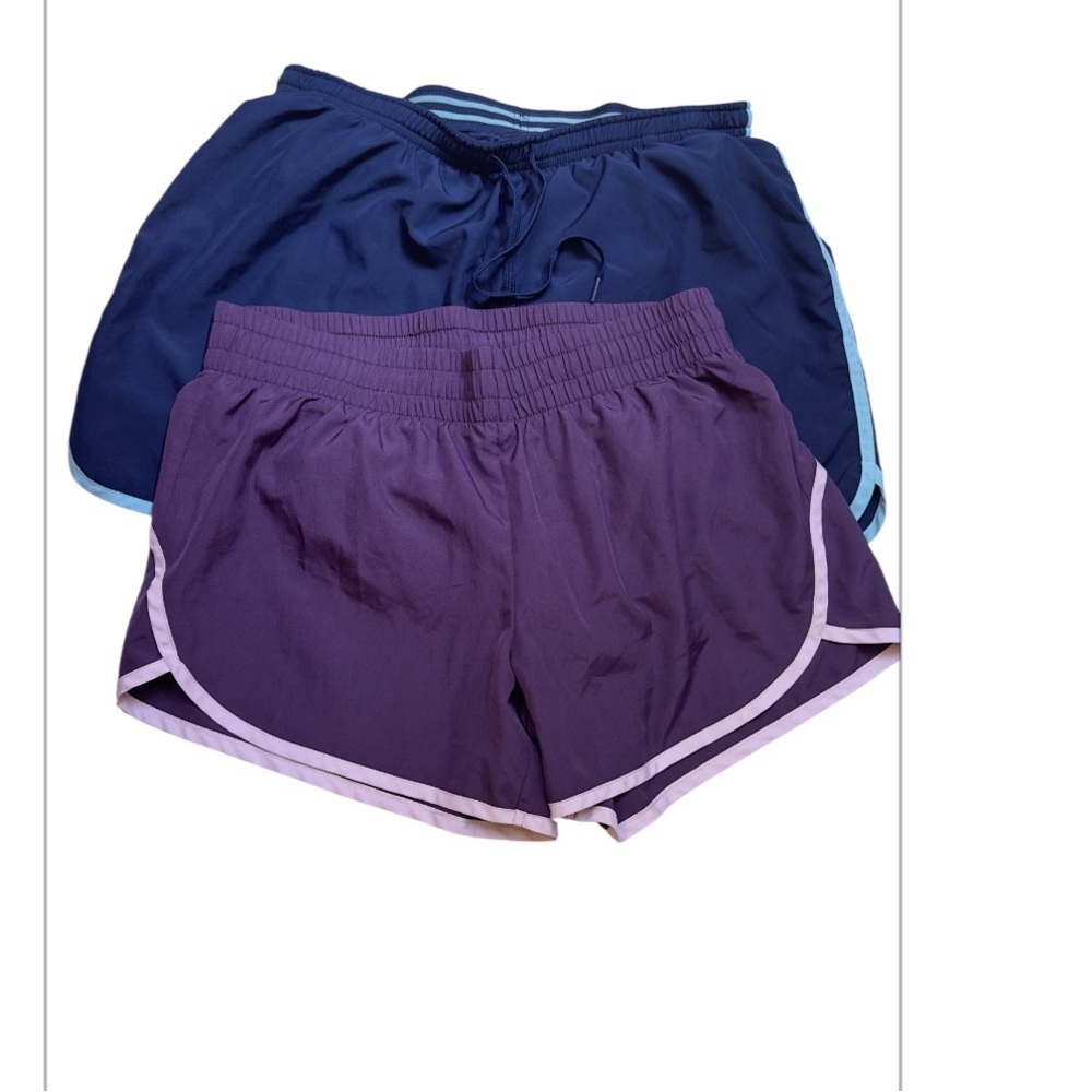 Set of Two. Champion & Athletic Shorts Purple and Blue Lightweight Activewear.